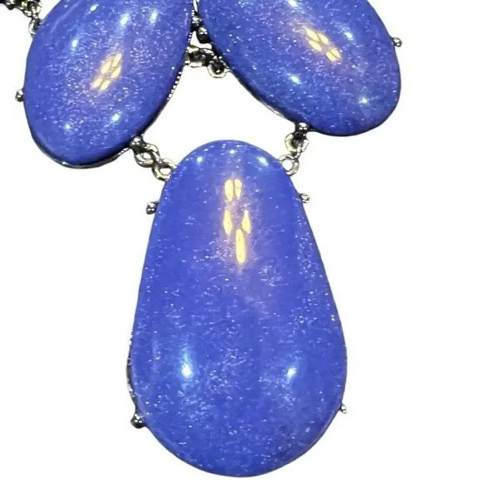 Bauble Necklace Blue Metallic Statement Necklace - Picture 2 of 3